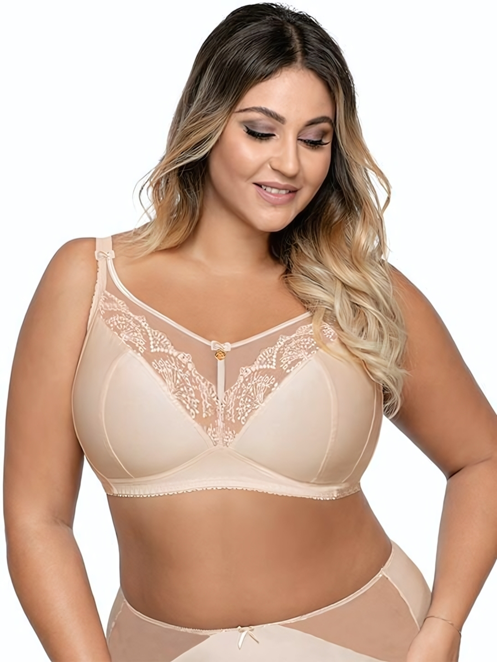 Бюстгальтер с мягкими чашечками без косточек (Размер: 75F) (Цвет: бежевый)