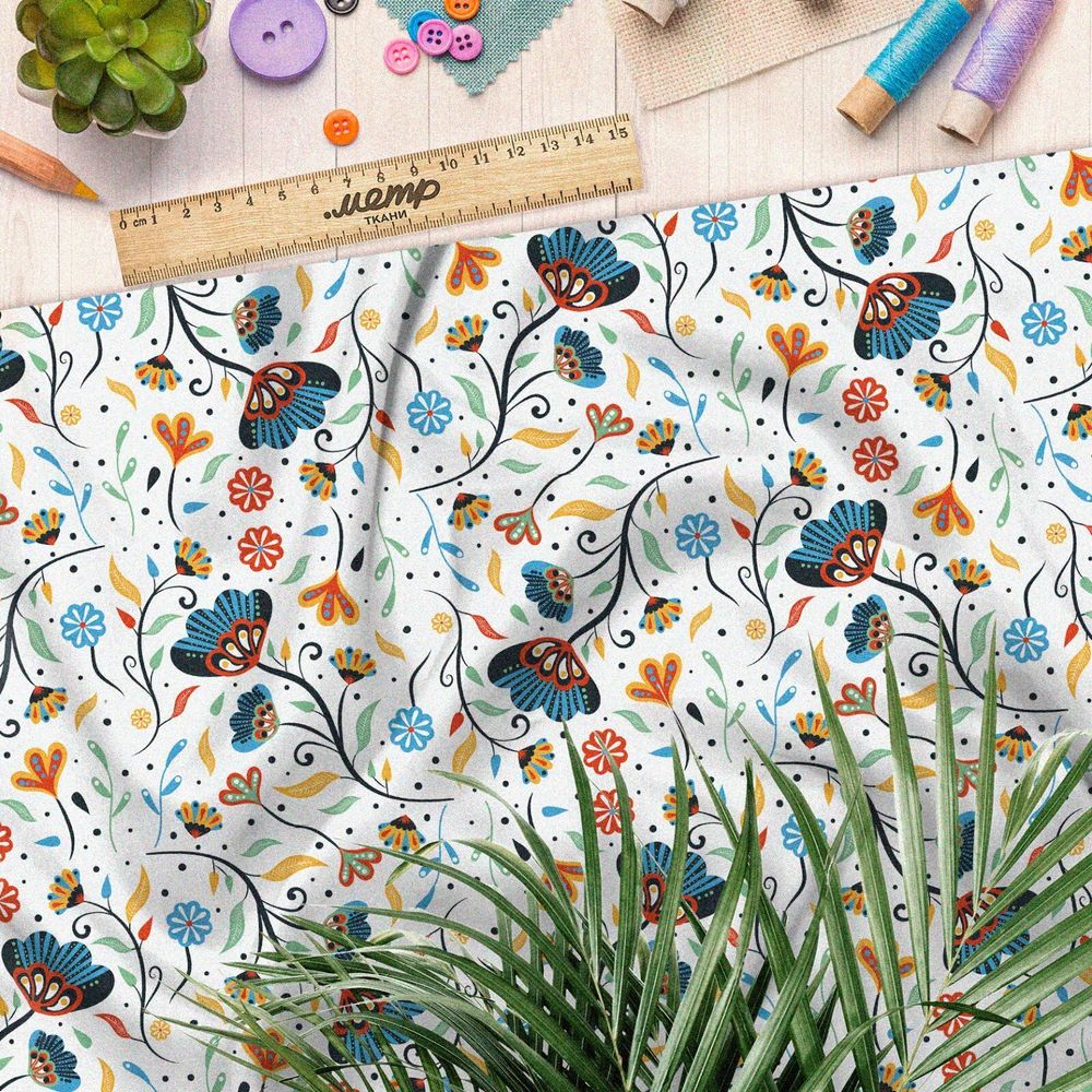 Ткань дюспо классический цветочный орнамент