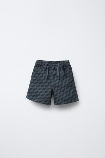 ZARA ШОРТЫ В КЛЕТКУ, СИНИЙ/ЧЕРНЫЙ