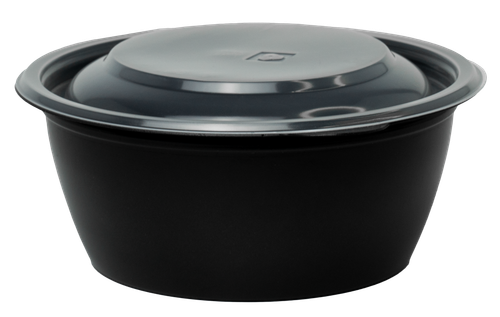 Супница 500 мл дно с крышкой, чёрная ПП Ake Plast (АКЕ Пласт)
