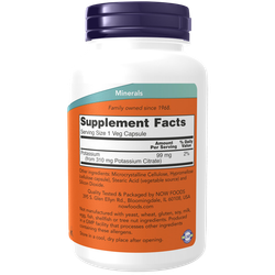 Now Foods Potassium Citrate 99 mg 180 veg capsules, Калий
