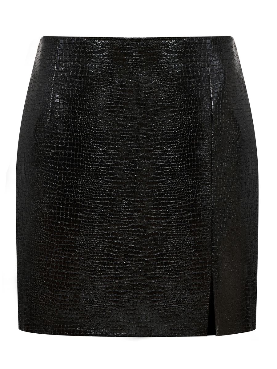 Юбка фактура рептилия мини черная