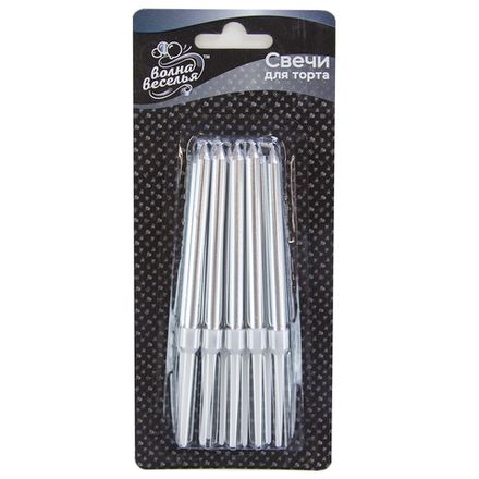 Свечи-пики "Серебряный металлик" 8 см 10 шт