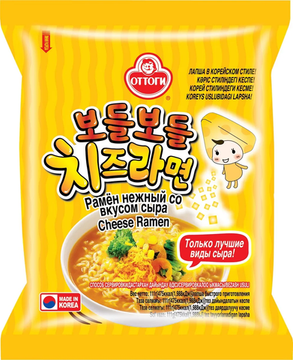 Лапша быстрого приготовления Ottogi "Чиз Рамен" рамен с сыром, 111г (Корея)
