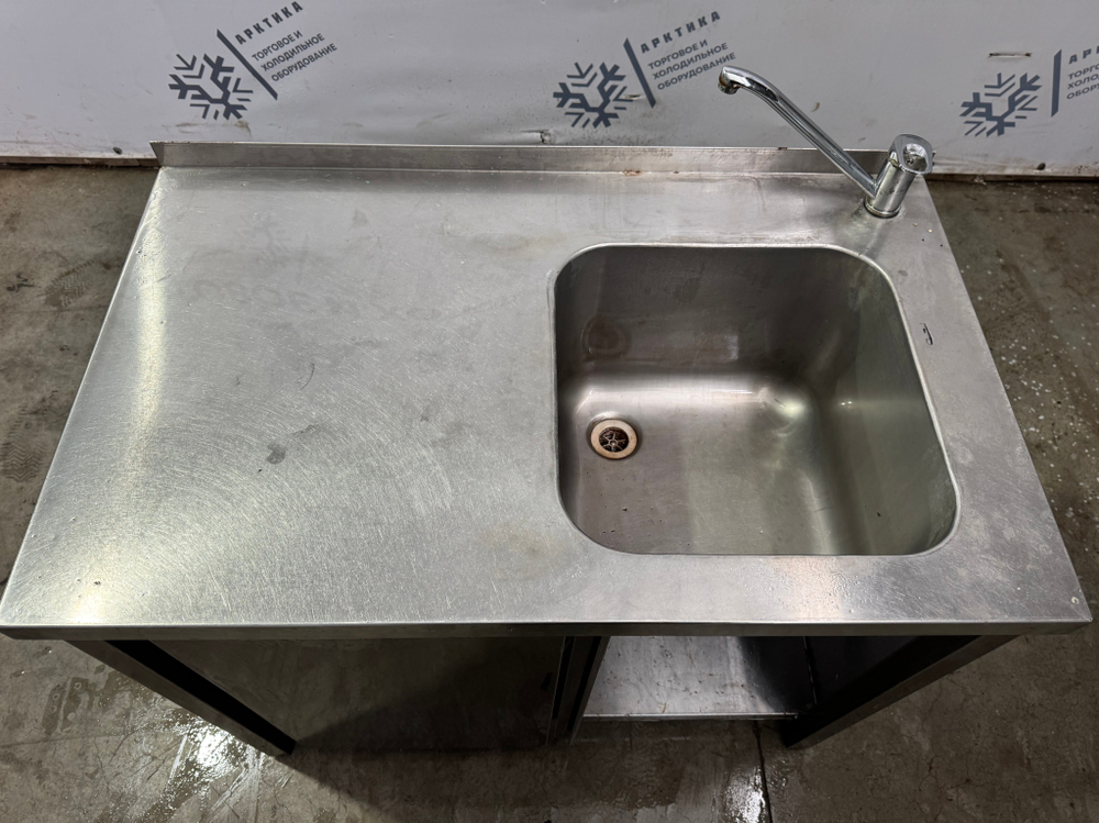 Мойка односекционная 1000х600х850 из нержавеющей стали с рабочей поверхностью