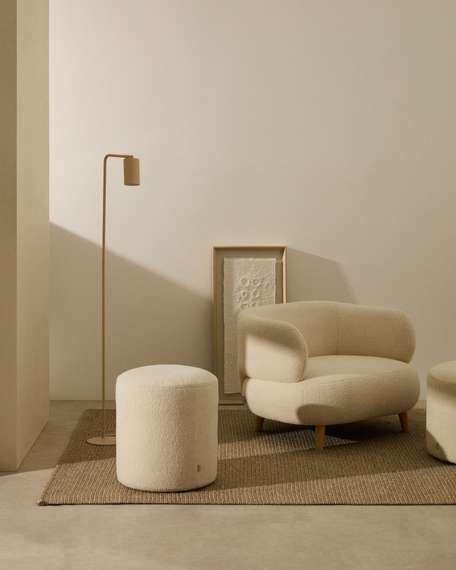 Пуф Kaeli Ø43х44 см со съемным чехлом из букле цвета экрю