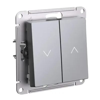 ATLASDESIGN 2-клавишный ВЫКЛЮЧАТЕЛЬ ДЛЯ ЖАЛЮЗИ, сх.4, 10А, механизм, СТАЛЬ