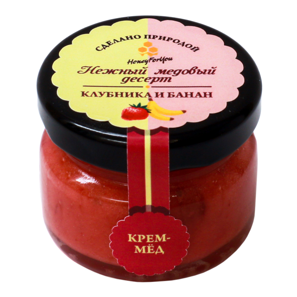 Нежный медовый десерт HoneyForYou "Клубника и банан", крем-мед, 35г.