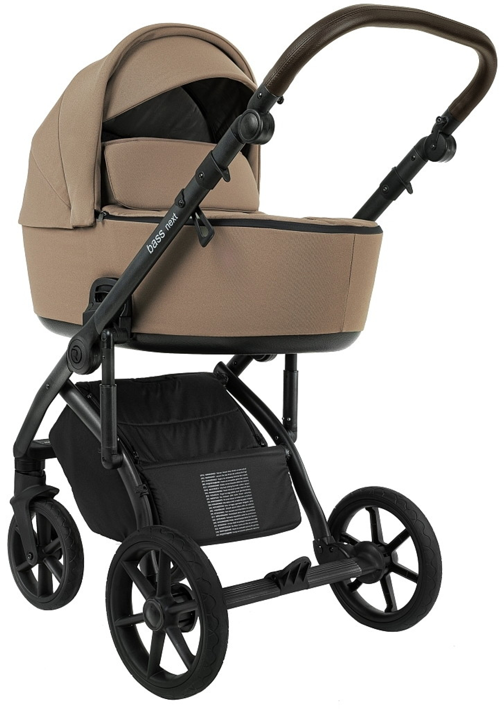 Детская коляска Roan Bass Next 2.0 3 в 1 с автокреслом Tutis Elo Lux EduSky Black BSN/42/2 Mocha Mousse/Black/руч.Cappuccino
