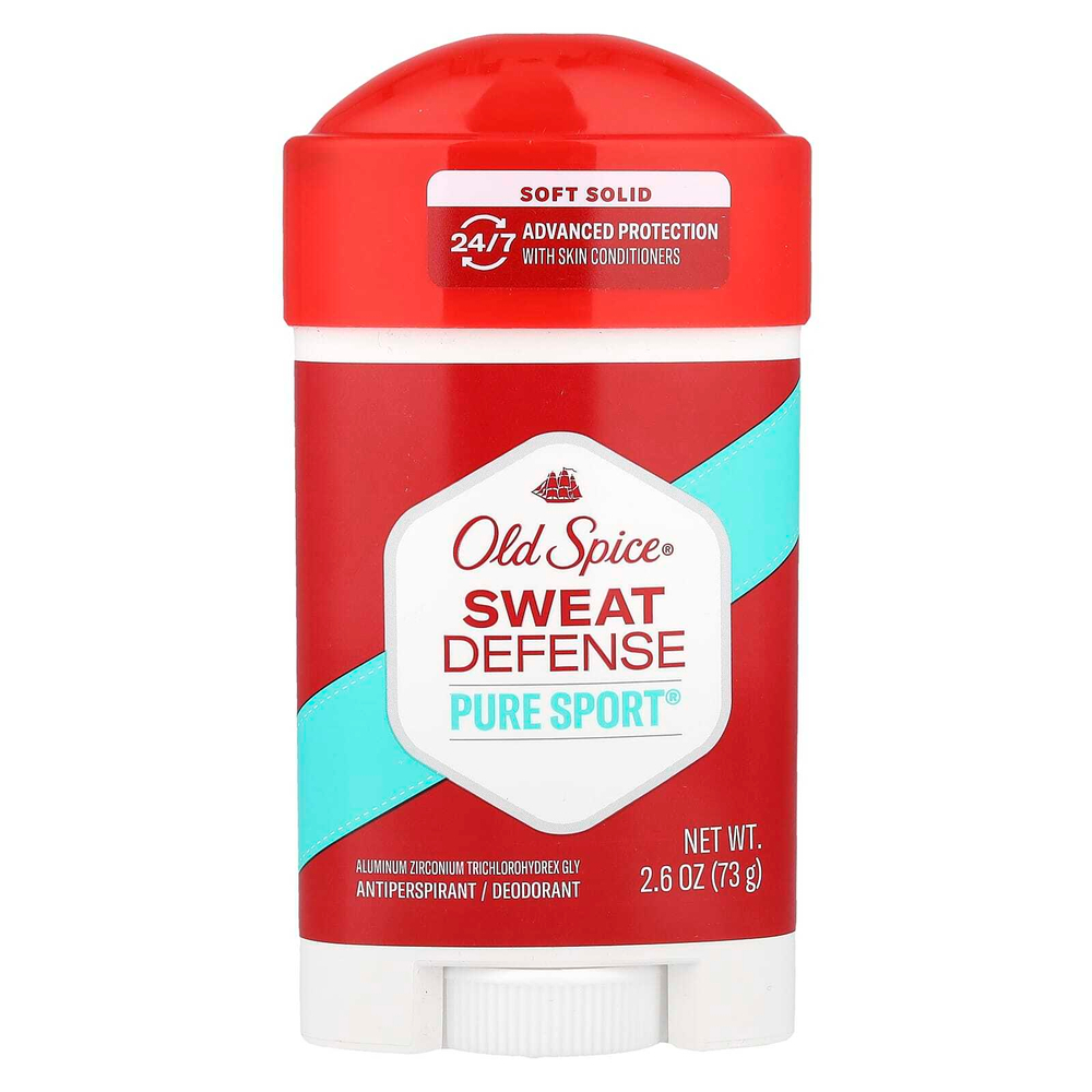 Old Spice, Sweat Defense, дезодорант-антиперспирант, Soft Solid, Pure Sport®, 73 г (2,6 унции)