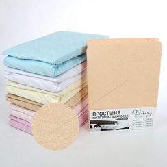 Простынь на резинке махровая персиковая  Valtery (Россия)