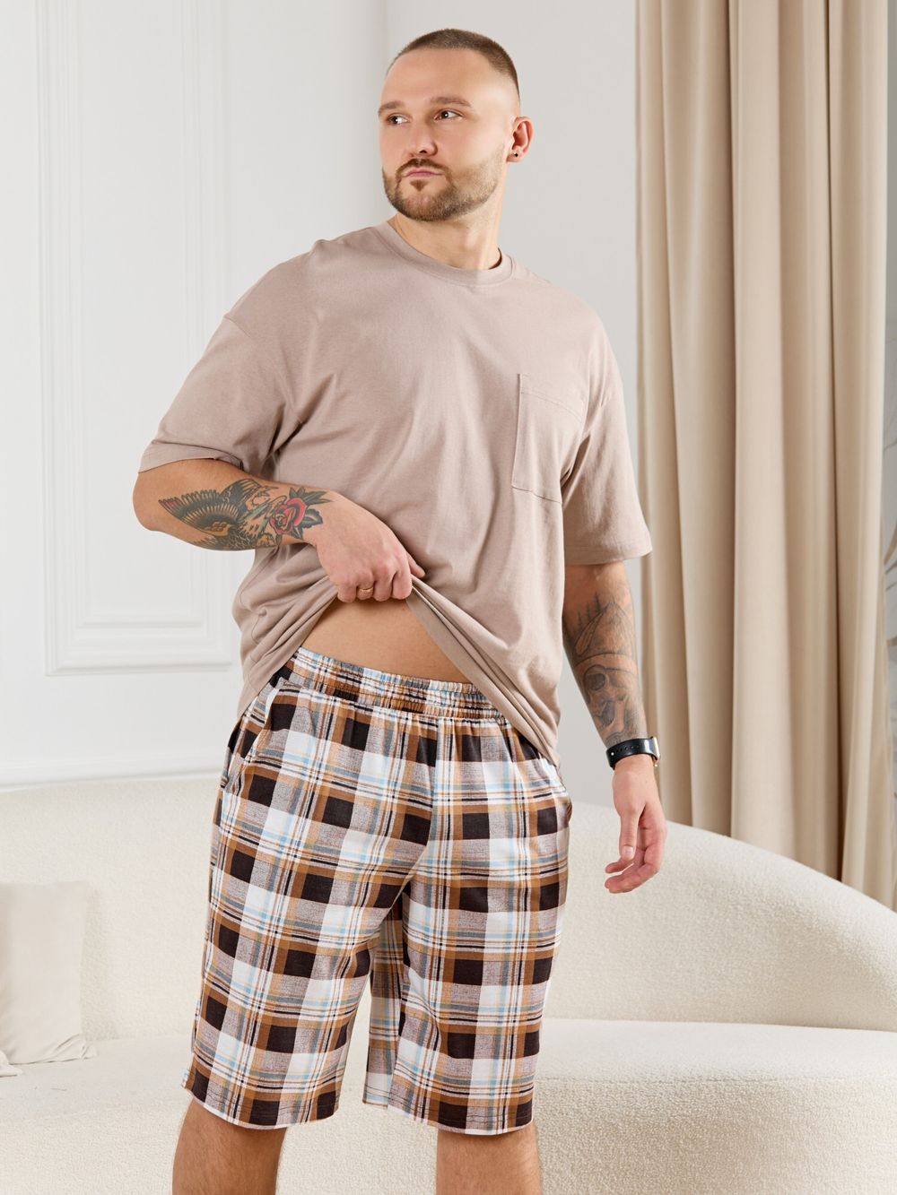 Шорты мужские Тор-2 Виотекс КЛЕТКА КОРИЧНЕВАЯ