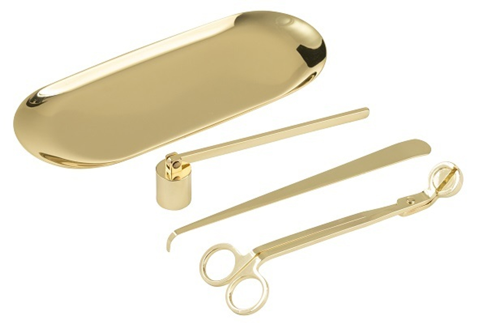 Набор для свечей "Снуфер" золотой 25x11,5x4,3см