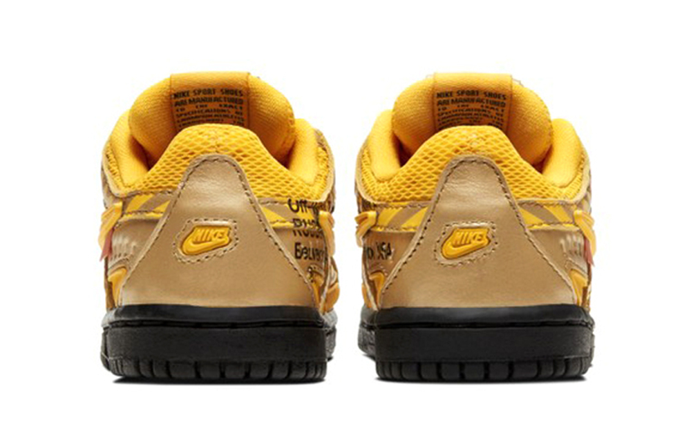 Baby OFF-WHITE x Nike Rubber Dunk "University Gold" comfortable low-top toddler shoes black Gold Asia limited