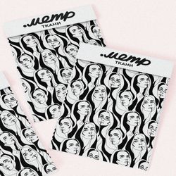 Ткань атлас иллюстрации девушек чёрно-белые