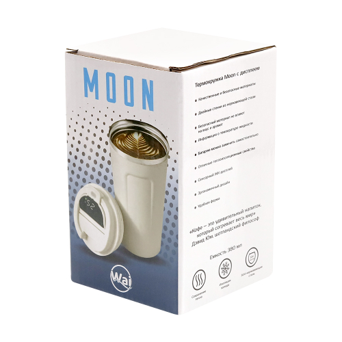 Термокружка Moon с дисплеем, 380мл, белый