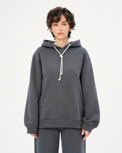 Худи boyfriend из футера с контрастным шнурком