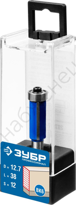 ЗУБР 12.7x38мм, хвостовик 12мм, фреза кромочная с нижним подшипником