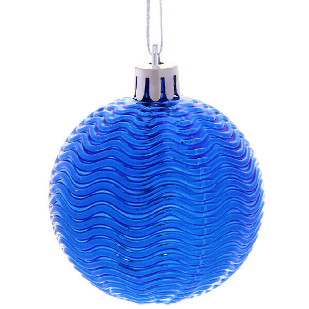 Новогодние шары 6 см (набор 6 шт) «Микс фактур», синий