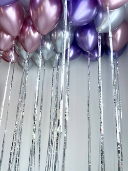 Воздушные гелиевые шары под потолок хром с дождиком №4773