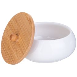 НАБОР БАНОК С ДЕРЕВ. КРЫШКОЙ LEFARD "NATIVE" 2 ШТ. 11,5 СМ 270 МЛ НА ДЕРЕВ. ПОДСТАВКЕ (КОР=36ШТ.)