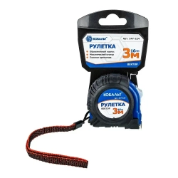 Рулетка КОБАЛЬТ Вектор 3м x 16мм обрезиненный корпус.