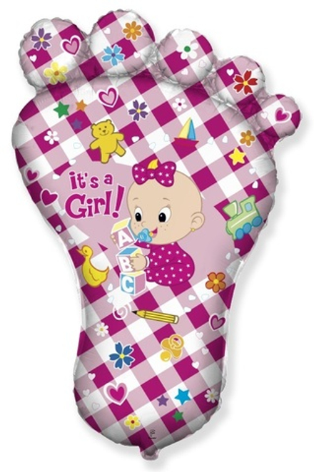 Шар (38''/97 см) Фигура, Ножка малышки, Розовый