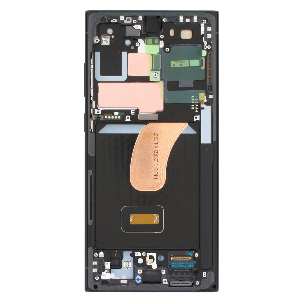 Дисплей в сборе с тачскрином и рамкой, черный, для Samsung S918 Galaxy S23 Ultra Оригинал
