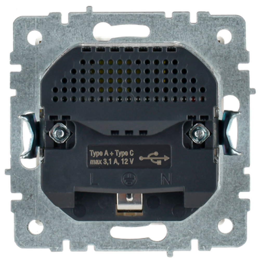 BRITE Розетка 1-местная с заземлением с защитными шторками 16А с USB A+C 18Вт РЮш11-1-БрБ белый IEK