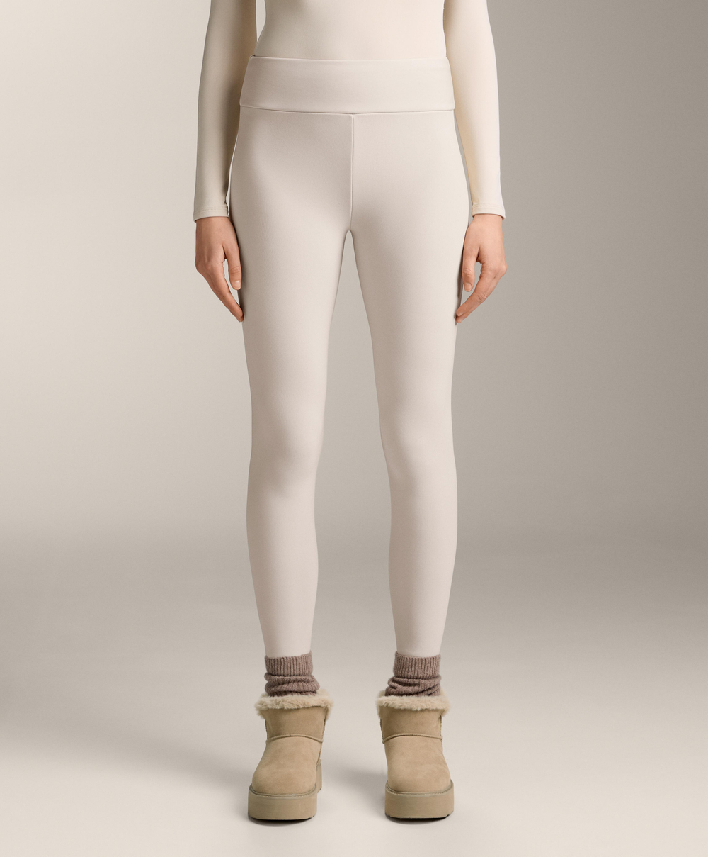 OYSHO Теплые легинсы с высокой посадкой и длиной до щиколотки, светлый экрю