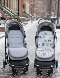 Матрасик в коляску с подножкой из ПВХ пленки серые медведи