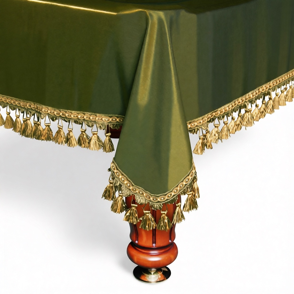 Покрывало на бильярдный стол Монако, 7 футов, шёлк-хамелеон с античными кистями, олива