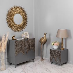 Тумба прикроватная Тропик Сканди Серый Голд левая