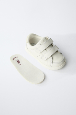 ZARA КОЖАНЫЕ КРОССОВКИ С РЕМЕШКАМИ BAREFOOT, БЕЛЫЙ