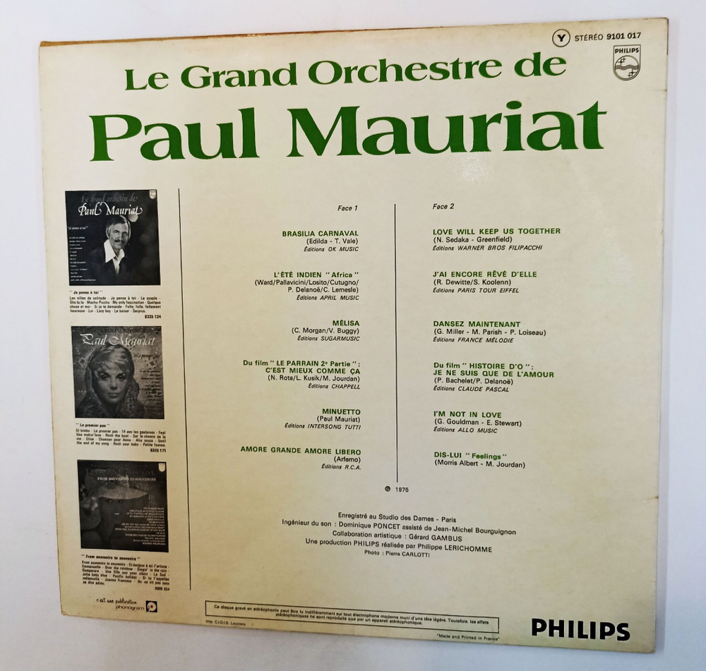 Винтажная виниловая пластинка LP Поль Мориа Le Grand Orchestre De Paul Mauriat Lete Indien (Франция 1975)