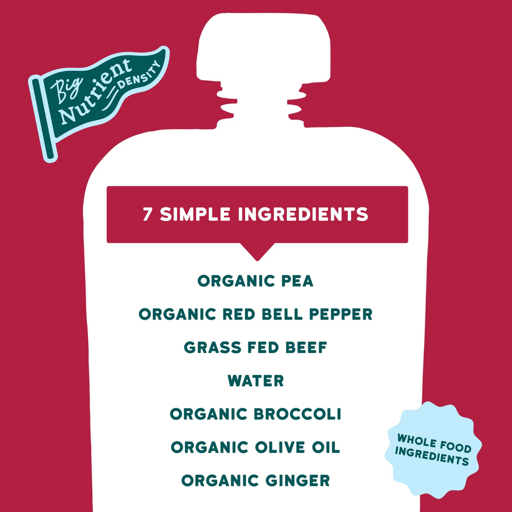 Serenity Kids, говядина травяного откорма с имбирем, горохом, болгарским перцем и брокколи, для детей от 6 месяцев, 99 г (3,5 унции)