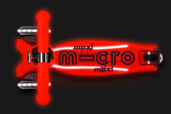 Самокат Maxi Micro Deluxe Glow Plus (светящийся) LED красное сияние
