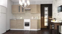 Кухонный гарнитур Лира макси 1800 мм (Квадро шимо светлый/Белый, Малага)