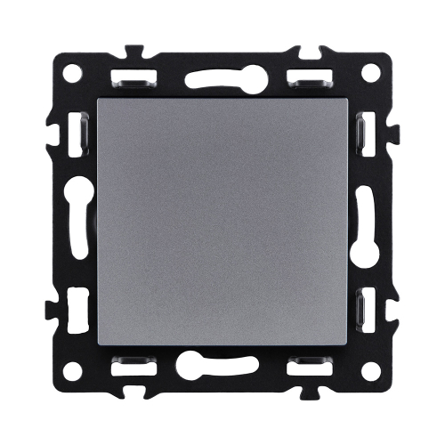 Выключатель 1-клавишный проходной 10А/250В, серый Kollinger Asthetik AS-002GY