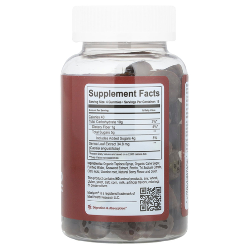 Maxi Health, слабительное жевательное средство, со вкусом натуральных ягод, 60 вкусных жевательных таблеток