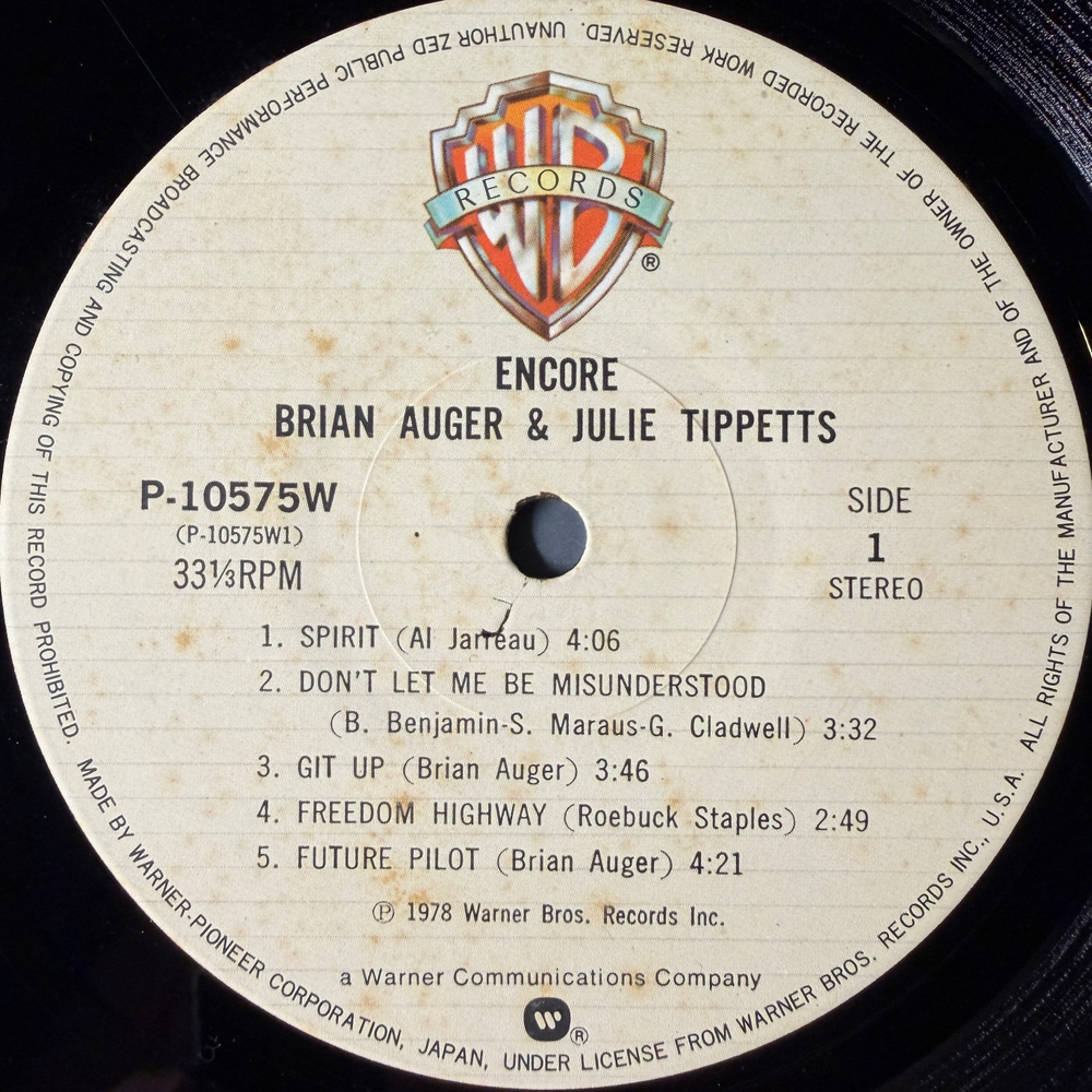 Brian Auger & Julie Tippetts ‎– Encore (Япония 1978г.) Т