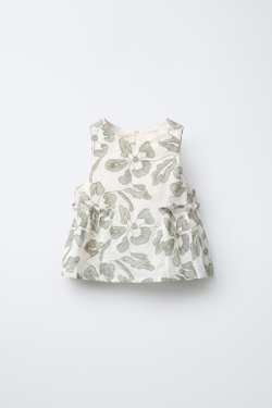 ZARA БЛУЗА С ЦВЕТОЧНОЙ ВЫШИВКОЙ, МЯГКИЙ ЗЕЛЕНЫЙ