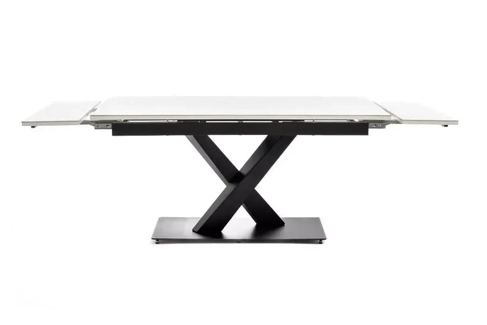 "Юпитер" стол интерьерный раздвижной обеденный из керамики, цвет белый глянцевый