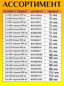Стяжки пластиковые (хомуты пластиковые) 2,5х100 мм, черные, 100 штук