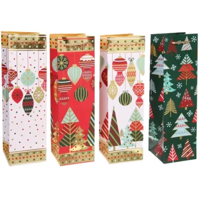 Пакет под бутылку «Зимний вечер» 11*38*11 см, микс