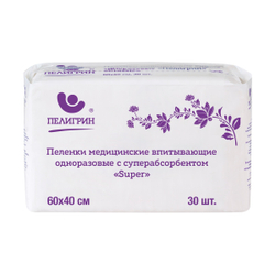 Пеленки впитывающие одноразовые для взрослых, серия Super, с суперабсорбентом, 60х40 см, 30 шт.