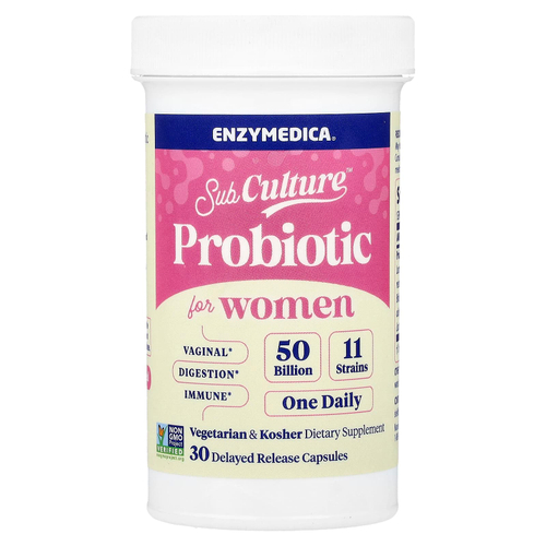 Enzymedica, SubCulture™, пробиотик для женщин, 50 млрд, 30 капсул с отсроченным высвобождением