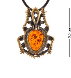 AM-3371 Подвеска «Жук Ольхоед» (латунь, янтарь)