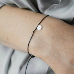 браслет «луна» из белого золота на синей нити