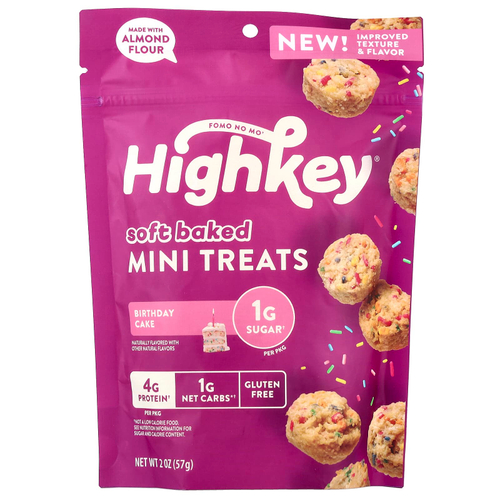 HighKey, мягкие запеченные мини-печенья, со вкусом торта, 57 г (2 унции)